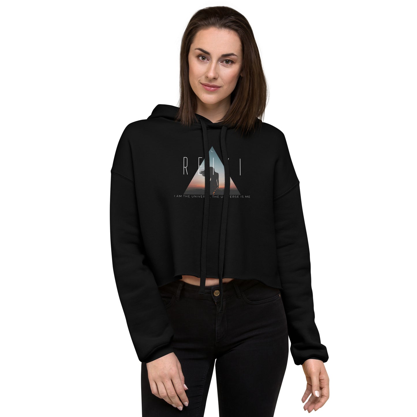 I am the universe triangle - Reiki Crop Hoodie